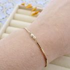 Image 4 of Golden Venetian link bracelet with pearl | 18 cm