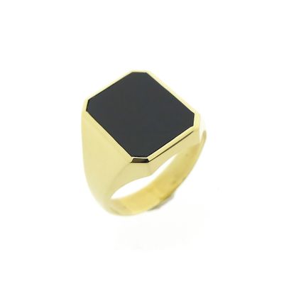 Image 1 of Gold signet ring with onyx
