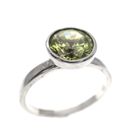 Image 1 of Silver solitaire ring with green zirconia