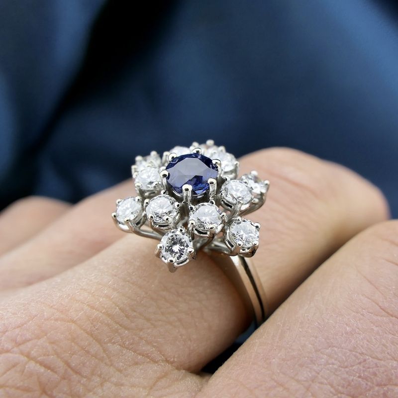 Image 8 of Exclusive white gold cocktail ring with sapphire and diamond | 1.92 ct.