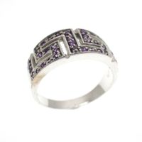 Silver ring with meander motif of zirconia