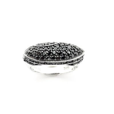 Image 2 of Silver ring with black stones