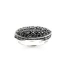 Image 2 of Silver ring with black stones