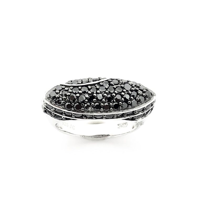 Image 2 of Silver ring with black stones