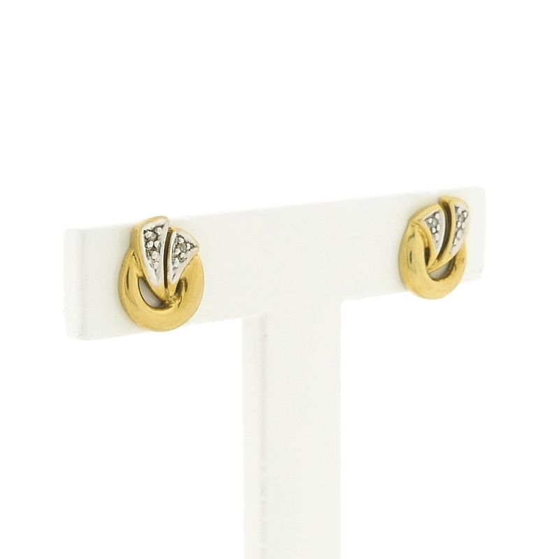 Image 3 of Bicolor gold stud earrings with diamonds