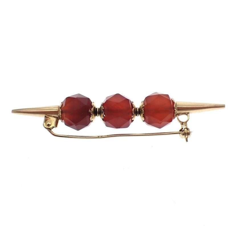 Image 5 of Vintage gold brooch with carnelian