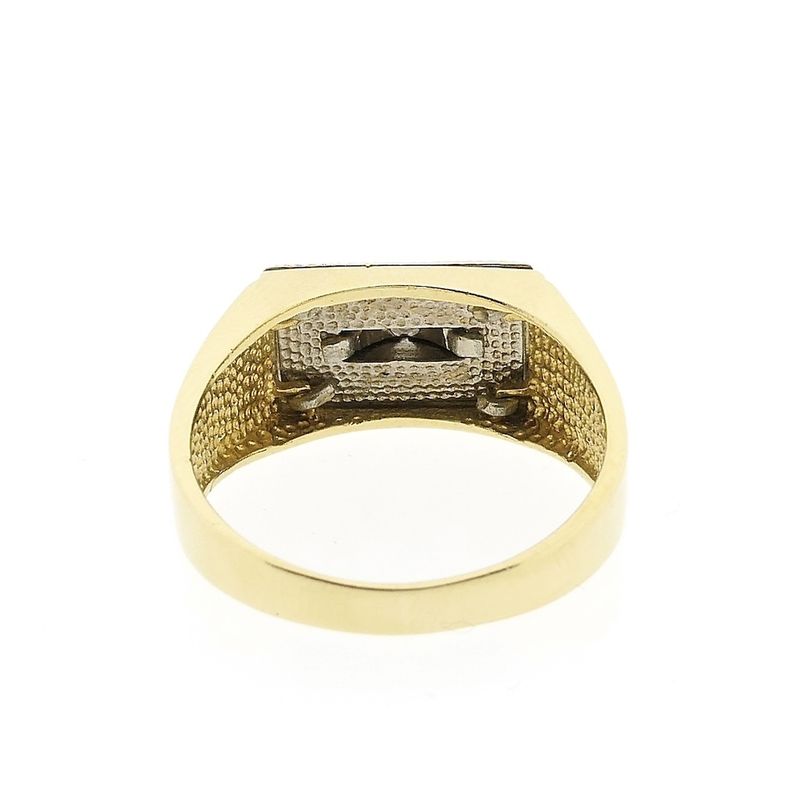 Image 4 of Two-tone gold ring with onyx and zirconia