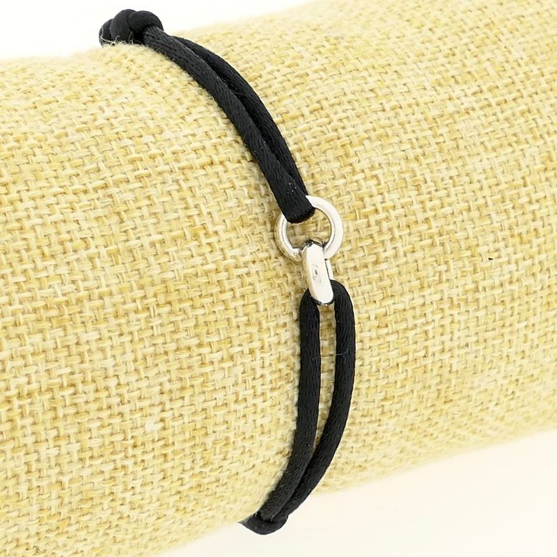 Image 7 of Forever Knots® Handmade Black Satin Bracelet with Silver Link