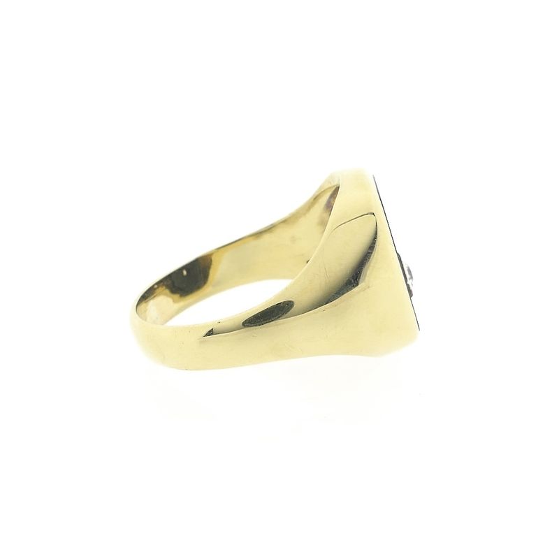 Image 4 of Gold men's signet ring with onyx and zirconia