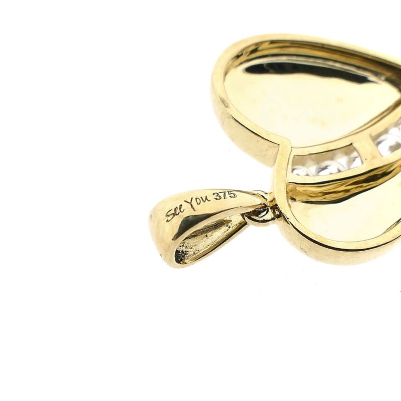 Image 6 of Gold Heart Pendant with Zirconia; 9 Karat