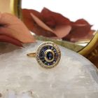 Image 2 of 18-karat gold ring with sapphire and diamond; 0.26 ct. | Art Deco