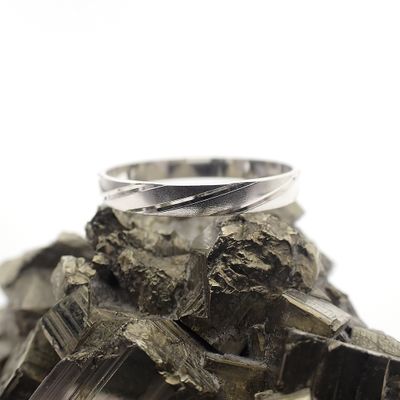 Image 2 of Silver ring with diagonal relief