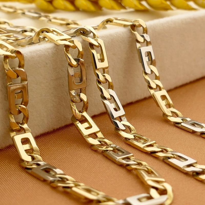 Image 2 of Bicolor Gold Marine Link Necklace