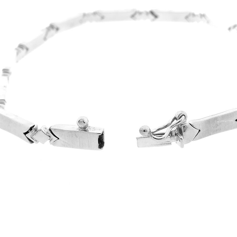 Image 6 of White gold bar link bracelet; 18.5 cm
