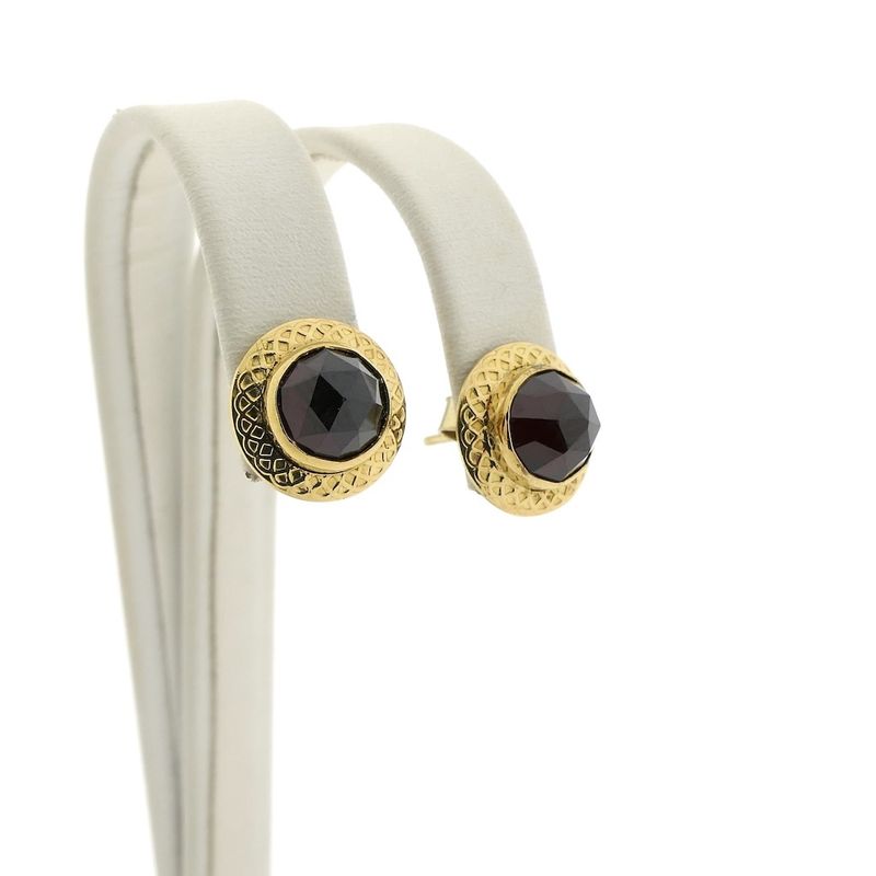 Image 1 of Vintage gold stud earrings with garnet