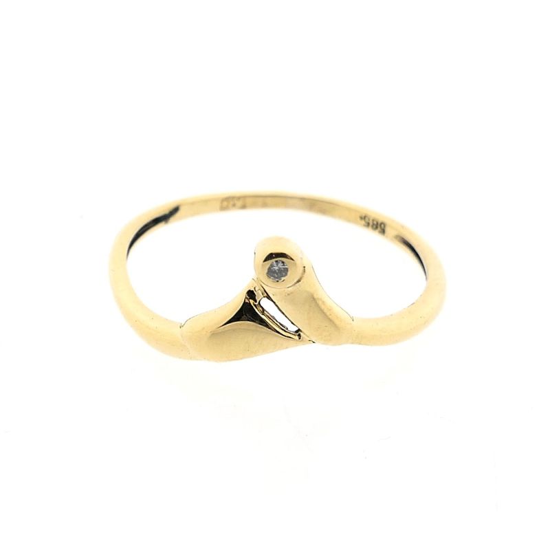 Image 2 of Golden solitaire ring with diamond; 0.005 ct.