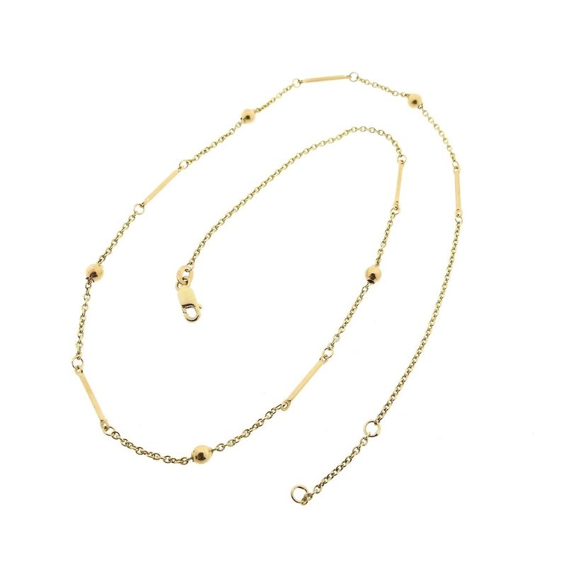 Image 3 of Gold link chain with beads and bars | 43 cm