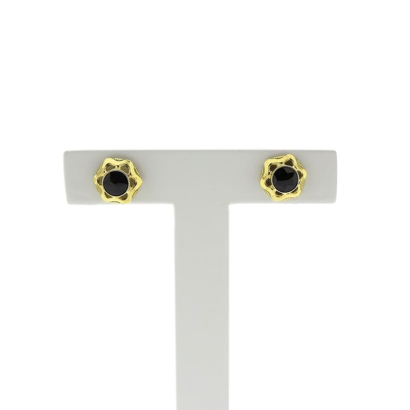 Image 1 of Vintage gold stud earrings with garnet