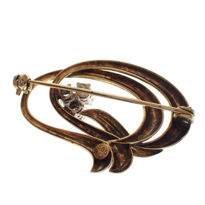 Image 4 of Golden fantasy brooch with diamonds; 0.30 ct.