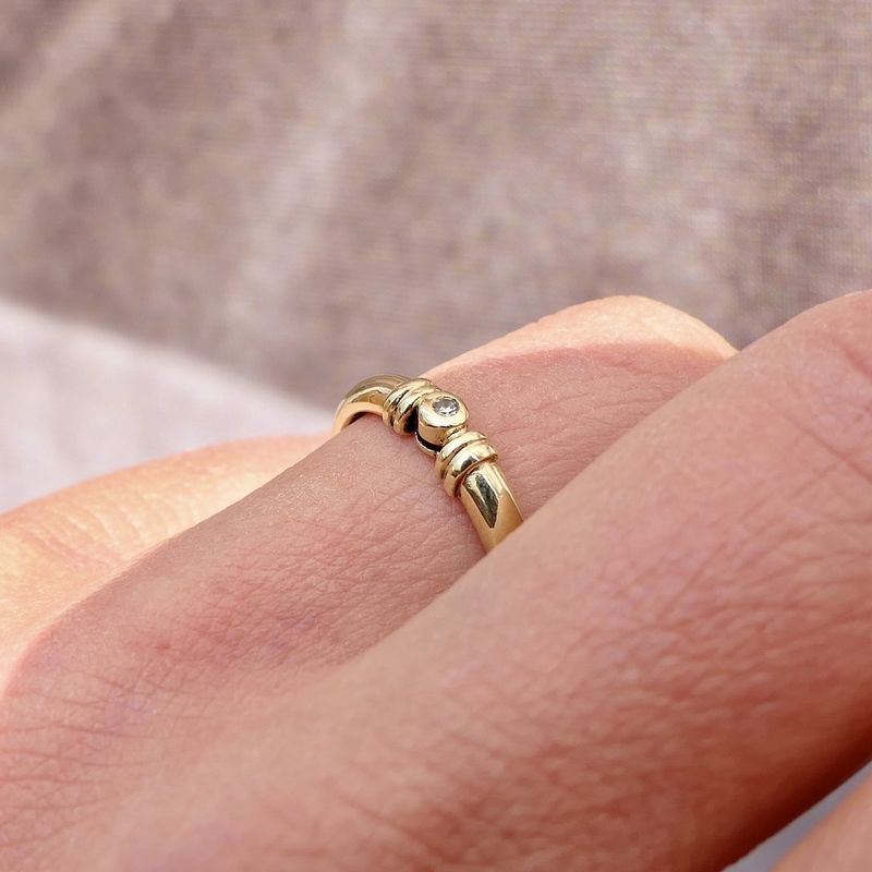 Image 8 of Gold solitaire ring with diamond | 0.01 ct.