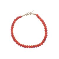 Red coral bead bracelet with gold clasp; Antique | 17 cm