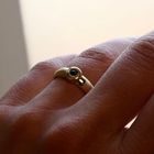 Afbeelding 7 van Gouden ring met saffier en diamant; 0,01 ct. 