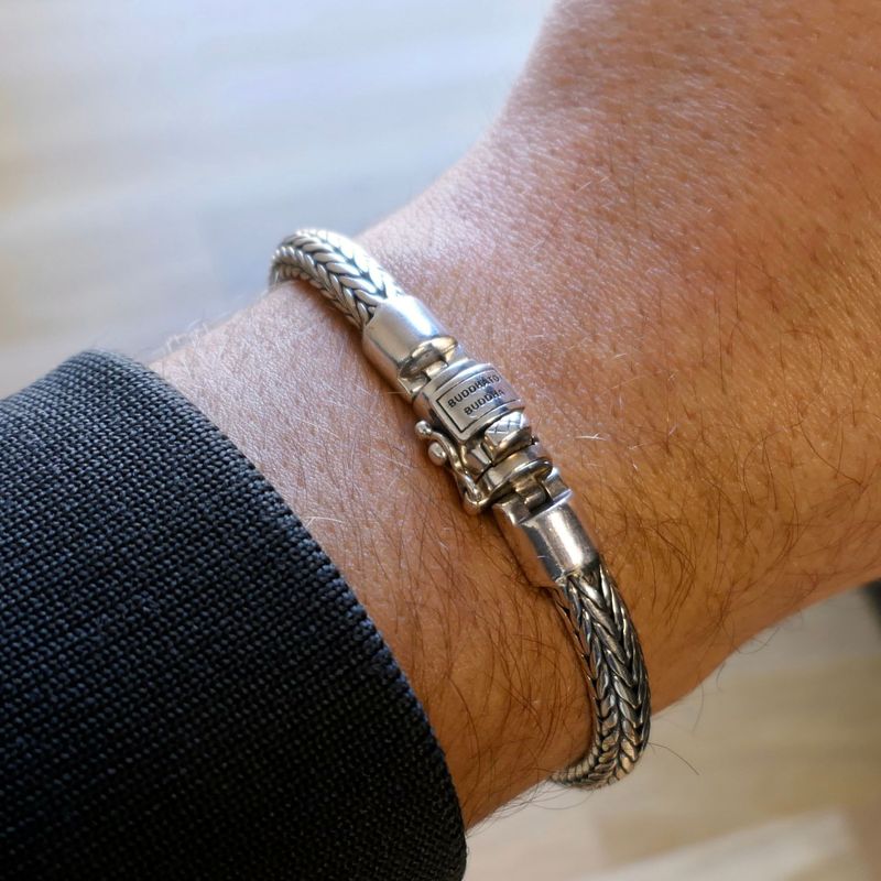 Image 10 of Silver Buddha to Buddha bracelet; Ellen XS