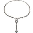 Image 2 of 18K white gold women's necklace with 1.04 ct. diamonds and pearl | 41 cm
