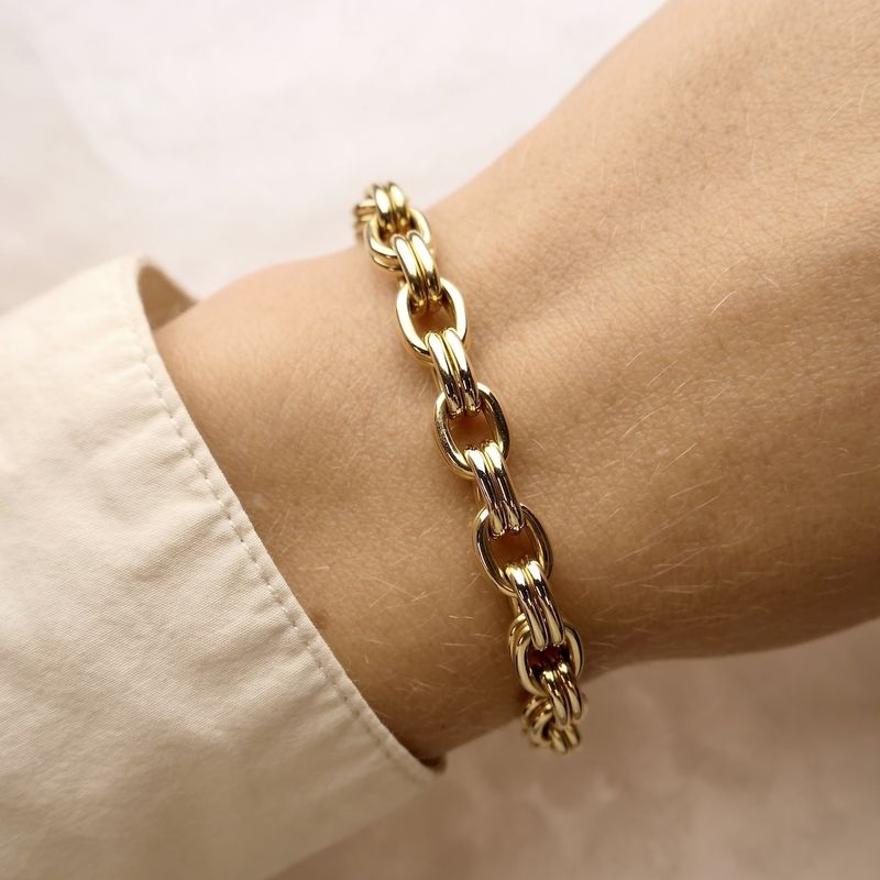 Image 4 of Gold double anchor link bracelet