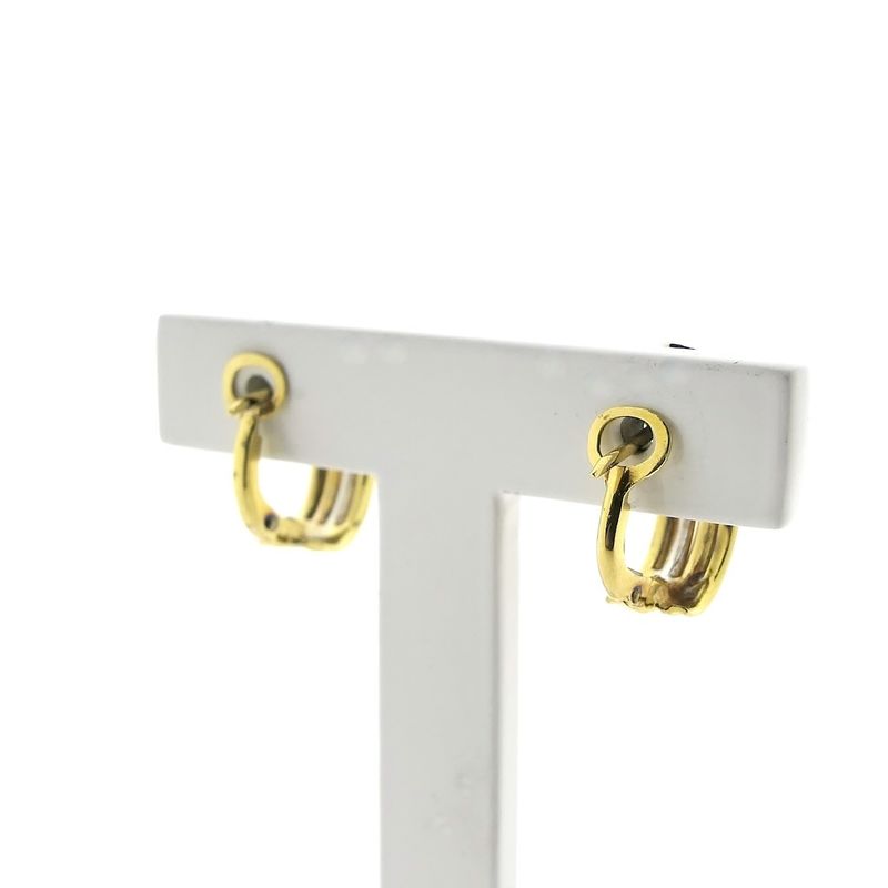 Image 3 of Tricolor gold stud earrings with diamond; 0.04 ct.