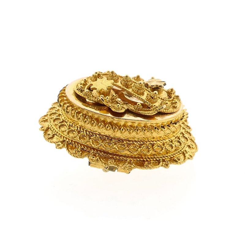 Afbeelding 8 van Antiek gouden broche van een mutsenbel 