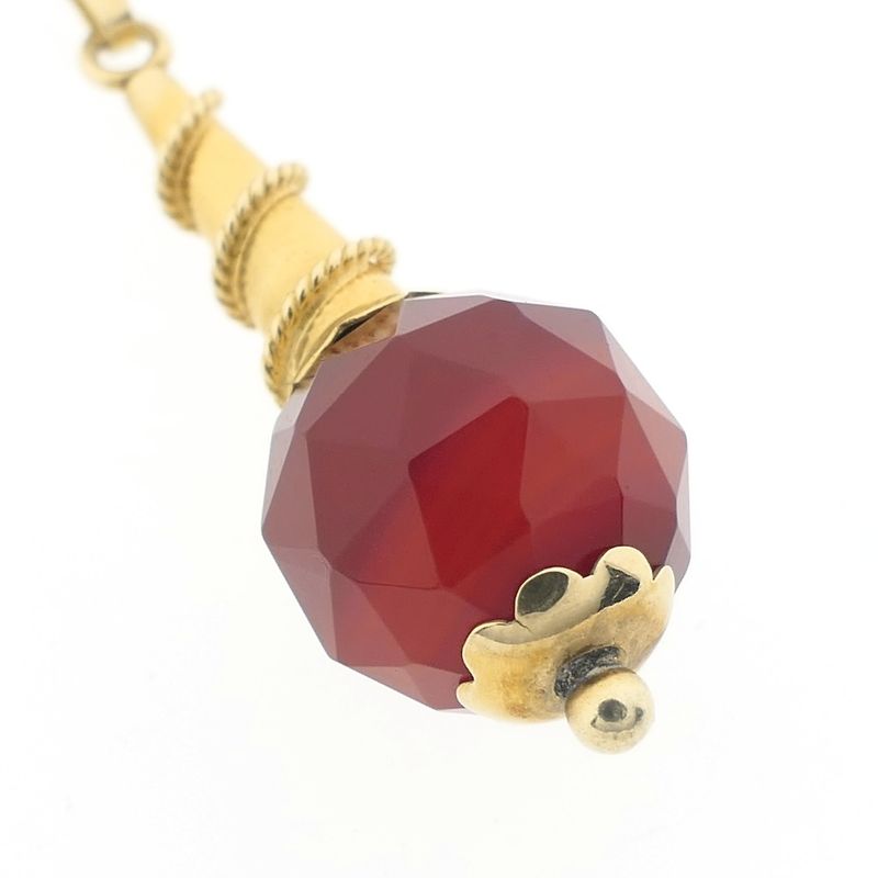 Image 4 of Vintage gold ball pendant with carnelian
