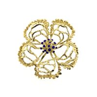 Gold brooch as a flower with enamel