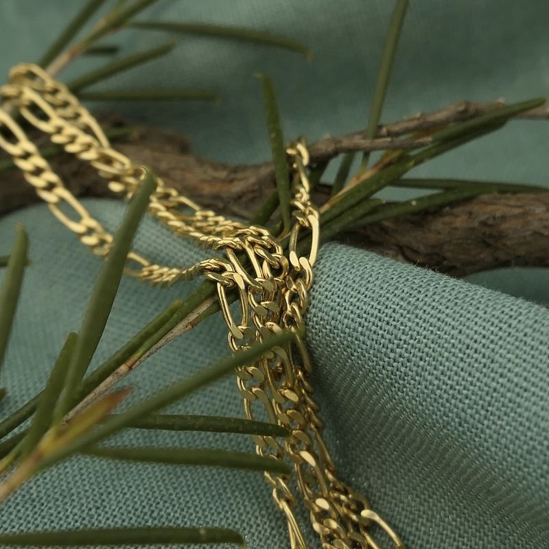 Image 2 of Gold Figaro link chain | 50 cm