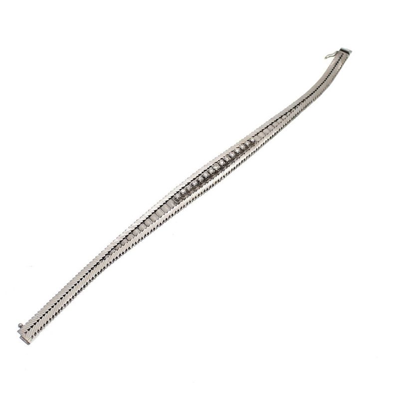 Image 6 of 18K Vintage white gold link bracelet with diamond | 18.5 cm