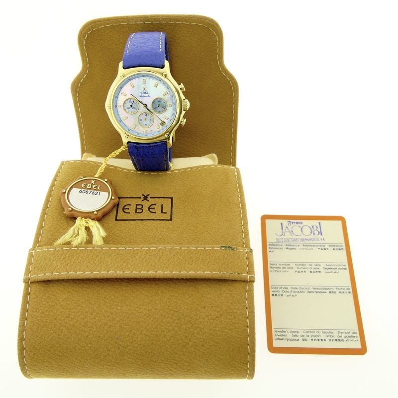 Image 15 of Ebel 1911 El Primero Chronograph; 18k gold watch with mother-of-pearl dial and diamonds
