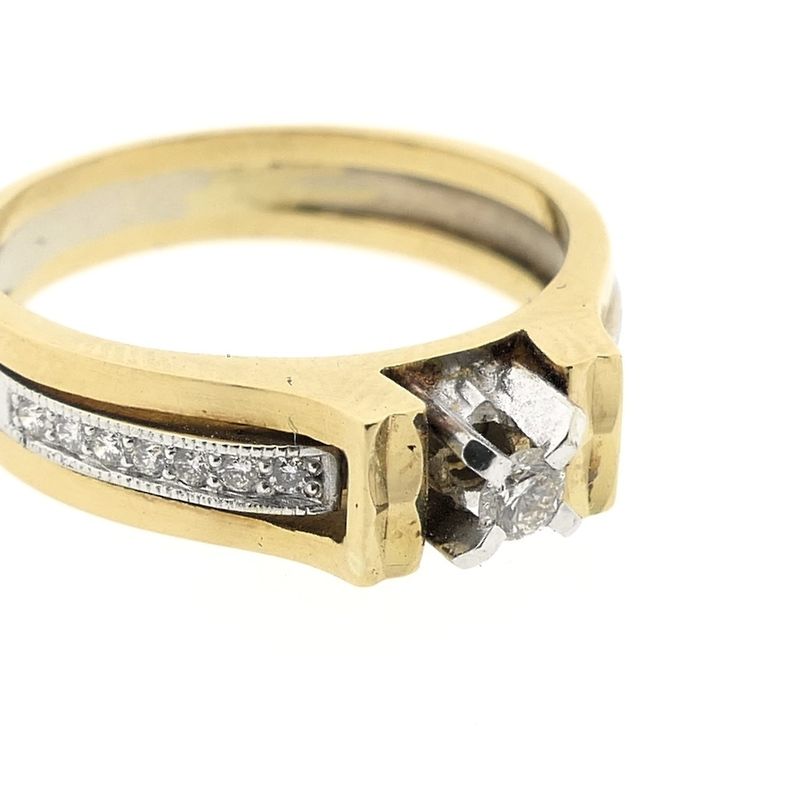 Image 5 of Two-tone gold ring with diamond; 0.21 ct.
