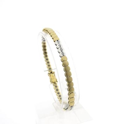 Two-tone gold bracelet with diamonds; 0.24 ct. Image 1 of Two-tone gold bracelet with diamonds; 0.24 ct.