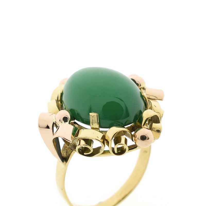 Image 3 of Bicolor ring with jade | Vintage
