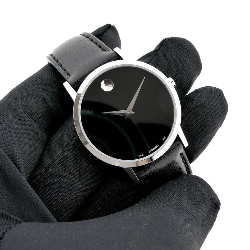 Image 4 of Movado Museum Classic; Steel women's watch with black dial; 0607583
