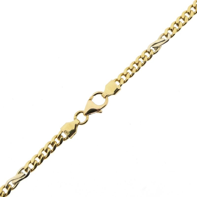 Image 5 of Two-tone gold gourmet link chain with diamonds