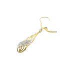 Image 5 of Bicolor gold long earrings with diamonds; 0.01 ct.