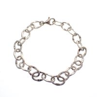 Silver anchor link bracelet