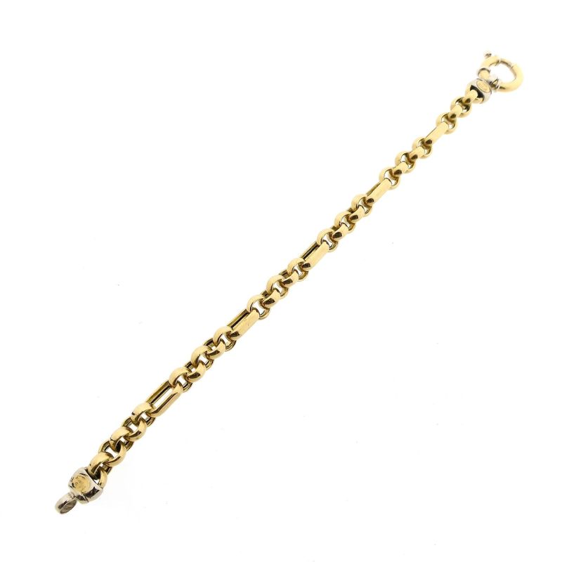 Image 8 of MGierre Bicolor Gold Figaro Chain Bracelet; 18 Karat; 21 cm