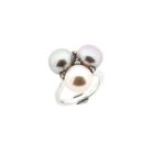 Image 1 of White gold ring with pearl and diamonds; 0.06 ct.