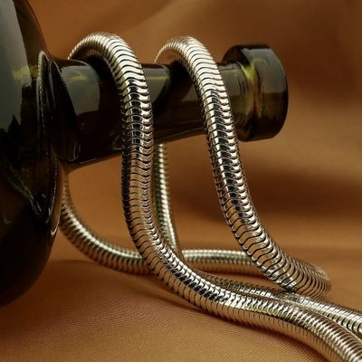 Image 2 of Long silver snake link necklace