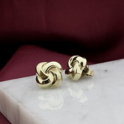Image 2 of Gold stud earrings with knotted design