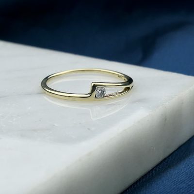 Gold solitaire ring with zirconia; Assos Image 2 of Gold solitaire ring with zirconia; Assos