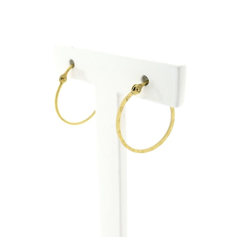 Image 3 of Gold flat earrings with pattern | Ø 17 mm