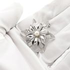 Image 7 of 8 Karat Flower Brooch with Cultured Pearl